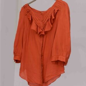 Maeve Rust orange Ruffle Blouse